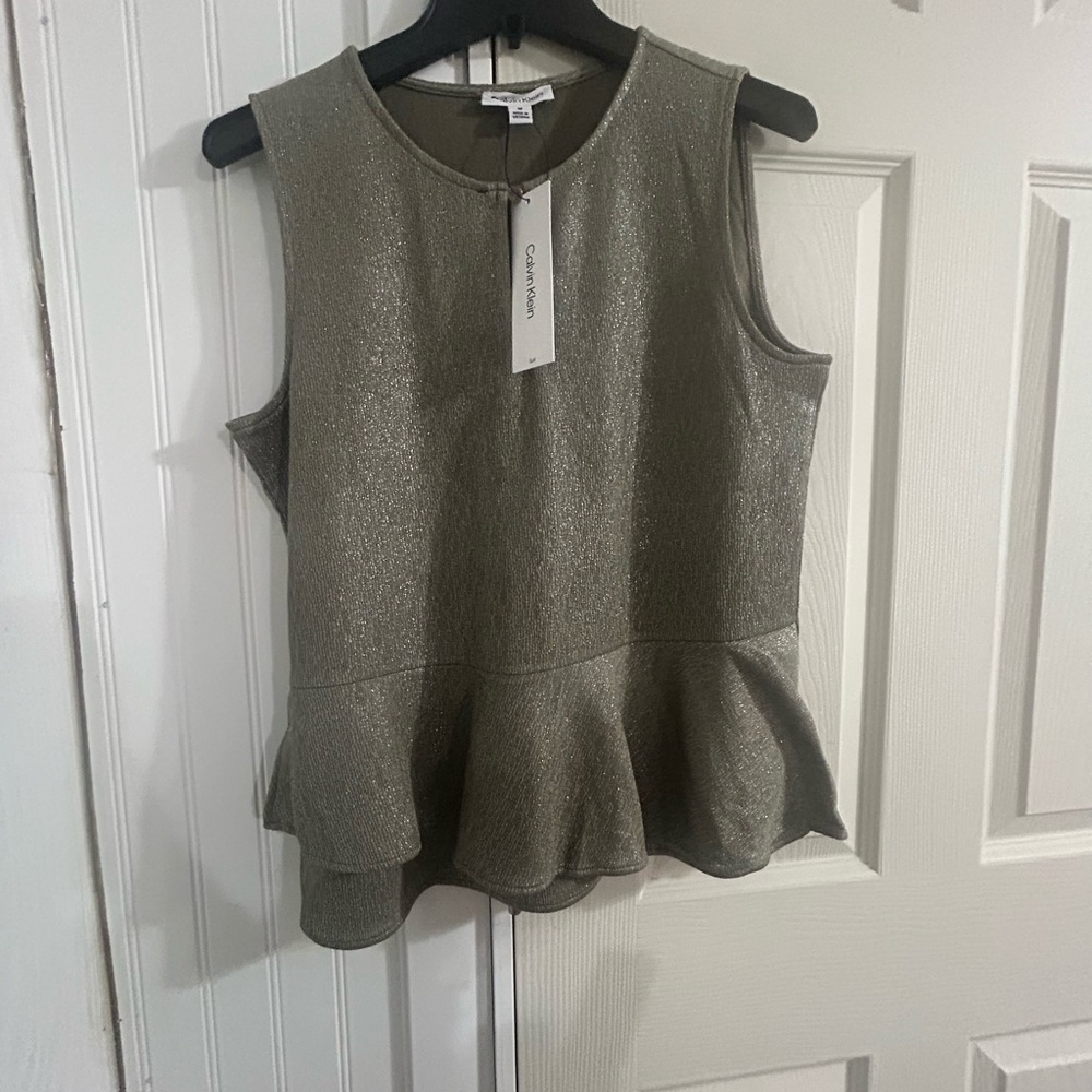 Calvin Klein Women's Shimmering Sleeveless Top - Silver